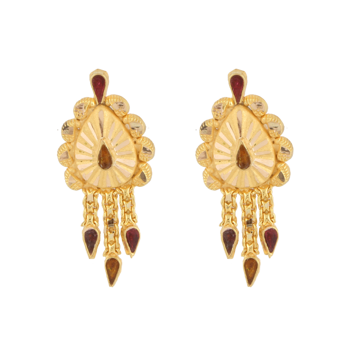 GOLD FLOWER DESIGN PENDANT EARRING | Abira Jewellers | Abira Jewellers |  Abira Jewellers | Abira Jewellers | Abira Jewellers